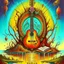 Placeholder: magical portal coming from a guitar, musical world of artistic anthropomorphic music notes and scales, neo surrealism, by Gerald Scarfe, by Shaun Tan, fantastical splash art, alcohol oil painting, glowing colors, whimsical.