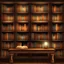 Placeholder: Generate an image of a table with wooden shelves and a warm, inviting atmosphere. The bookshelf should be well-lit with soft, natural lighting. The empty shelves should be neatly organized and evenly spaced. The background should be slightly blurred to emphasize the empty bookshelf. The overall composition should be visually appealing and suitable for showcasing custom book covers.