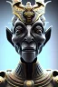 Placeholder: Silver alien, head, evil, black eyes, blood, 8k, finely detailed, photo realistic, Anunnaki black male African Egyptian alien, cracks in the voodoo head, wicked, eyes, crown, Elephant, 8k, finely detailed, photo realistic, tiger turquoise skull head gold dragon space alien snow skeleton gold olmec silver crown silver eyes