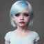 Placeholder: potrait girl look beautiful, eyes like ocean blue, short hair, white hair, smile, 8k, rtx, eyebrows like serious, facing left, real, cute, gothic