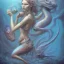 Placeholder: sango fantasy, fantasy magic, intricate, sharp focus, illustration, highly detailed, digital painting, concept art, matte, artgerm and paul lewin and kehinde wiley, masterpiece sexy lips African lady body mermaid lionfish head turquoise space lady beach sea under water mermaid seaweed