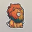 Placeholder: A sticker design in a minimalistic style featuring a caricature lion in vivid colors. The subject is presented alone on a neutral background.