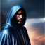 Placeholder: ultra realistic illustration, man in a dark blue hood, with black hair, mysterious, poker man, highly detailed, digital painting, artstation, concept art, smooth, sharp focus, illustration, art by artgerm and greg rutkowski and alphonse mucha