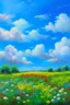 Placeholder: impressionism nature peace communication compassion tranquility blue sky meadow fluffy clouds flowers monet