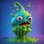 Placeholder: A whimsical dripping, slimy gooey monster, playful, colourful, 3d render, maya, highly detailed, Z brush, cgi, Pixar 3D art, jelly wobbly texture, large creepy eyes, fun scary, animated realism,