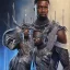 Placeholder: Nigeria artist Fireboy as kilmonger in black panther, realistic,rust of war, futuristic, heroic