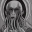 Placeholder: Picture of Cthulhu with white skin and a beard made of tentacles as a Russian Orthodox nosferatu vampire with yellow eyes and vampire fangs