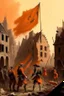 Placeholder: Dutch soldiers from the 1700s putting a orange flag in the middle of a destroyed city