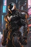 Placeholder: Venom mix with machine in solo leveling shadow artstyle, cyberpunk them, intricate details, highly detailed, high details, detailed portrait, masterpiece,ultra detailed,best quality