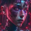 Placeholder: cybernetic, holographic art enchanted beautiful punk girl, intricately detailed, darkred tones, 8k, macro photography,, high lighting, intricate,