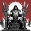 Placeholder: [wii No More Heroes style with thick lines] Conan the barbarian on the throne with all his iconic glory