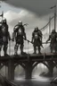 Placeholder: fantasy warriors, standing at the border of a bridge