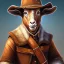 Placeholder: portrait of a western goat anthromorph male with a cowboy hat in the style of redwall