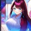 Placeholder: Clear focus, 8k, high quality, detailed, beautiful lighting, girl, vibrant colors, red long hair, vibrant blue eyes, smile,