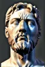 Placeholder: Ultra Realistic image, classical renaissance sculpture, white marble material, Lionel Messi, emperor style, gold Laurel leaves crown, miguel angel style, chisel style, emperor, waist up portrait, epic, celestial, cinematic lighting, God light, god rays, 4k resolution, smooth details, ornate details, soft lighting, unreal engine 5, sky background.