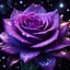 Placeholder: a (frozen:1.1) cosmic rose, the petals glitter with a crystalline shimmer, swirling nebulas, 8k unreal engine photorealism, ethereal lighting, purple, nighttime, darkness, surreal art, black background