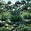 Placeholder: A striking photograh close-up captures a hyperrealistic wasteland with group of plants and glossy material, adorned with rocks. Magnificent. Henri Rousseau. Volumetric light. Shot on Kodak Portra 160 professional. Bathed in intense light, eerie, giant black sun, 8k, deep 3d field, odd flowers, rock formations, strong texture, extreme detail, intricate, colours, rich moody colors, sparkles, bokeh, 33mm photography, details of the flowers and rocks very accentuated