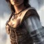 Placeholder: best quality, realistic lighting, masterpiece portrait of Penelope Cruz, details, light dusting of freckles, cowboy shot from above, simple chain hauberk, warhammerVector art matte painting digital illustration 3D shading CryEngine Behance HD 3Delight