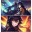 Placeholder: Clear focus, 8k, beautiful lighting, vibrant colors, girl, black long hair, vibrant golden eyes, messy hair, ponytail, angry, laughing,