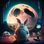 Placeholder: album cover realistic gamer pig watching movie about mushrooms cinema in the background huge moon huge rabbit