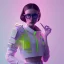 Placeholder: isometric clean art of super cute nerd girl wearing shades, neon lighting, soft lighting, hard shadows, soft pastel gradients, high definition, 3d icon clay render, blender 3d, studio lighting, god rays, octane render, unreal engine 5