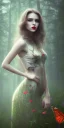 Placeholder: Beautiful pretty girl in picture in foggy forrest afternoon, correct hands detail, red lips, butterfly, 8k resolution, super detail realístic, fantasy