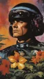 Placeholder: mugshot, Planet of the Vulcans, multicolored, large, floral designs, atmospheric, beautiful, oil painting by Frank Frazetta, 4k UHD, Photorealistic, professional quality