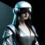 Placeholder: monalisa futuristic outfit, gorgeous, weird, serious with VR glasses