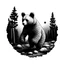 Placeholder: Sticker design on white background, Teddybear walking in a forest, in Gustave Dorè art style, side light, high details, photorealistic, monochrome, black and white