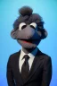 Placeholder: Waist up muppet Portrait, Vladimir Putin as muppet doll, Black suit, photo studio, blue background, unreal engine 5, concept art, art station, god lights, ray tracing, RTX, lumen lighting, ultra detail, volumetric lighting, 3d.