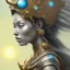 Placeholder: ssango fantasy, fantasy magic, intricate, sharp focus, illustration, highly detailed, digital painting, concept art, matte, artgerm and paul lewin and kehinde wiley, masterpiece silver elephant head bronze Asian African girl nice breast Afo hair turquoise sun rain waves