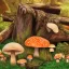 Placeholder: Mushroom city,fallen log, plentiful mushrooms,fantasy