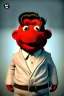 Placeholder: Waist up muppet Portrait, Kim Jong-un as muppet doll, black suit, photo studio, red background, unreal engine 5, concept art, art station, god lights, ray tracing, RTX, lumen lighting, ultra detail, volumetric lighting, 3d.