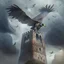 Placeholder: Flying around the ancient tower, I am a falcon in a storm