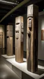 Placeholder: A grayish brown badlands with runestones designed in pacific Northwest totem poles painted by Clyfford Still