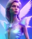 Placeholder: A crystalised queen, atmospheric, realistic, unreal engine, cinematic lighting, octane render. blue, pink, transparency, light, shine,bright, full body, transparent wings, blonde, long hair, nice smile