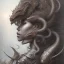 Placeholder: sango fantasy, fantasy magic, intricate, sharp focus, illustration, highly detailed, digital painting, concept art, matte, artgerm and paul lewin and kehinde wiley, masterpiece sexy lips Asian afro lips black African lady body mermaid Dragon head silver bright rain lady outer space pretty skull head