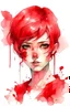 Placeholder: Watercolor red antagonic haircut girl