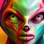 Placeholder: colorful friendly alien cyborg portrait realistic high res 4k