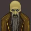 Placeholder: Russian Orthodox nosferatu with five yellow eyes and tentacle beard and long arms and fingers and a head horns