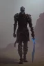 Placeholder: medieval knight walking dramatically toward the viewer, sword in hand. A skeleton on his back.