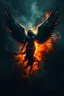 Placeholder: Explosive abstract image of a dark angel