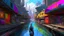 Placeholder: woman in a silver catsuit looking at a view of buildings made of reused dirty rusty metal next to a futuristic canal junction, cyberpunk, many painted colours, flying boats, balconies, bridges, people, shopping, eating, walking, fifth element, ghost in the shell, altered carbon, Ian McQue a masterpiece, 8k resolution, dark fantasy concept art, by Greg Rutkowski, dynamic lighting, hyperdetailed, intricately detailed, Splash screen art, trending on Artstation, deep color, Unreal Engine, volumetric