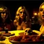 Placeholder: Horror movie shot, spooky, ultra realistic, dine, ultra realistic hot blonde women, party, pieces of meat, organs, ail, dynamic, very excited people, hypermaximalist figures, light, 1970's Italian horror movie, sinister,, Dario Argento, Stanley Kubrik, ornate, 4k, photorealism