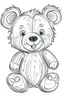 Placeholder: Outline art for coloring page, ZANY HAPPY TEDDY BEAR, coloring page, white background, Sketch style, only use outline, clean line art, white background, no shadows, no shading, no color, clear