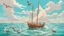 Placeholder: A small, brightly colored sailboat with a billowing white sail cuts through a turquoise ocean. The wind fills the sail, causing the boat to lean slightly. In the distance, fluffy white clouds drift across a clear blue sky. Seagulls soar overhead, their calls echoing in the air. A majestic brown pelican with a large pouch full of water flies gracefully above the boat. The image evokes a sense of calm adventure, the refreshing scent of the ocean breeze, and the abundant wildlife.