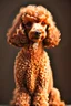 Placeholder: a small brown poodle with curly fur, high quality, highres, gif, on a dark background