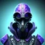 Placeholder: full body apocalyptic purple masked villain in galaxy, teal and purple smoke, detailed, realistic, 4k