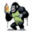 Placeholder: Gorillaz style cartoon Gorilla spraying glue by Jamie Hewlett