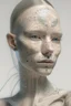 Placeholder: Portrait of a woman, creamy colors, robotic skin, embroidery on skin